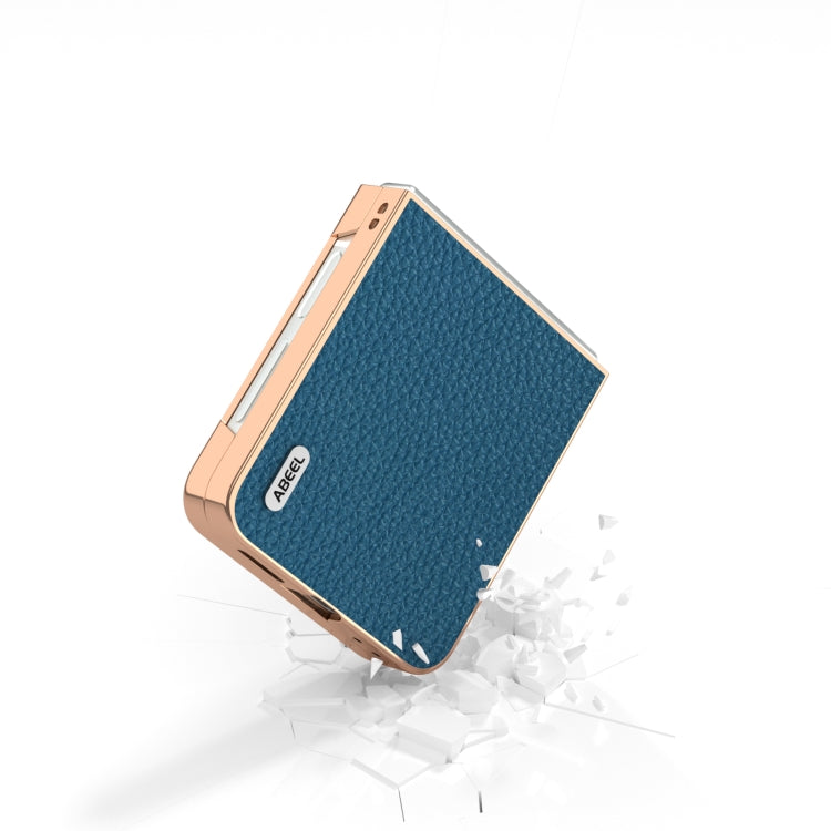 For Samsung Galaxy Z Flip6 / Flip7 FE ABEEL Electroplating Frame Genuine Leather Litchi Texture Phone Case