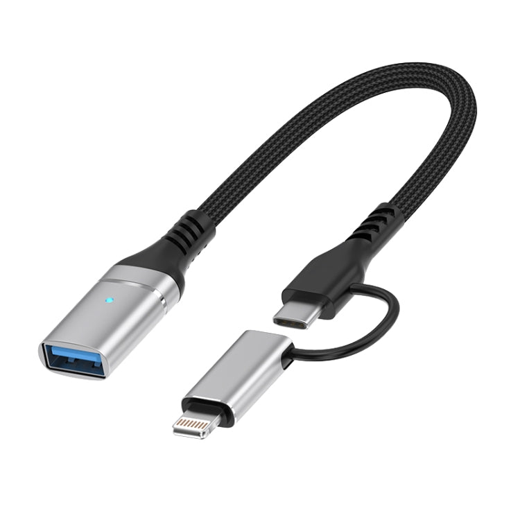ADS-619 2 in 1 Type-C and 8 Pin to USB 3.0 OTG Adapter