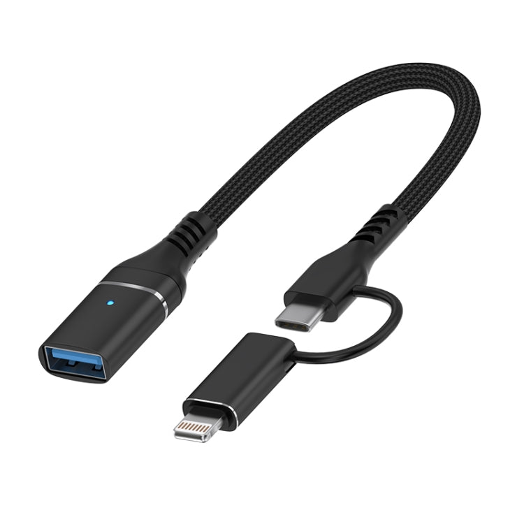 ADS-619 2 in 1 Type-C and 8 Pin to USB 3.0 OTG Adapter
