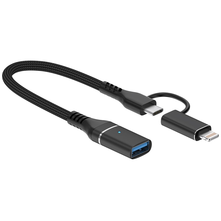 ADS-619 2 in 1 Type-C and 8 Pin to USB 3.0 OTG Adapter
