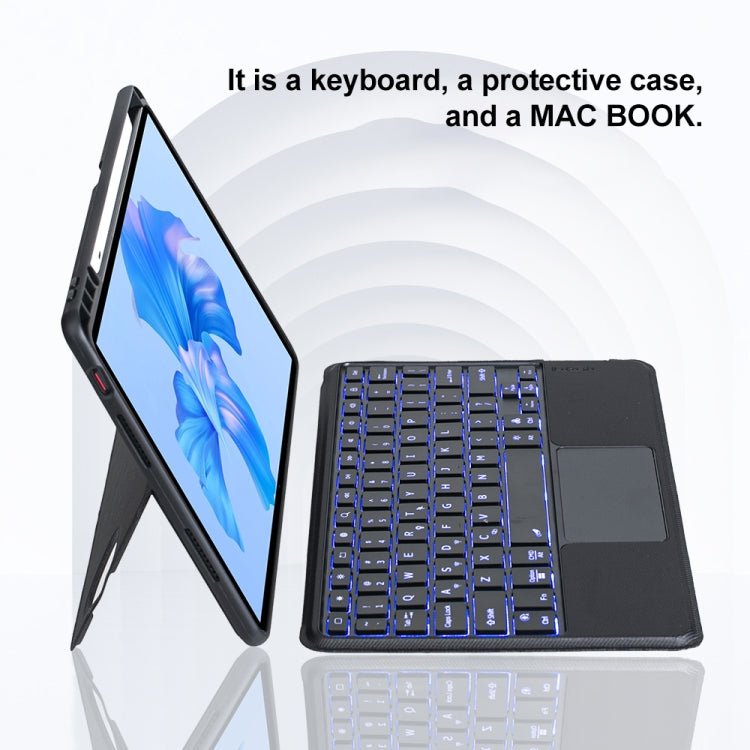 For Huawei MatePad Pro 11 2024 / 2022 Detachable Backlit Bluetooth Keyboard Leather Case with Touchpad - Black