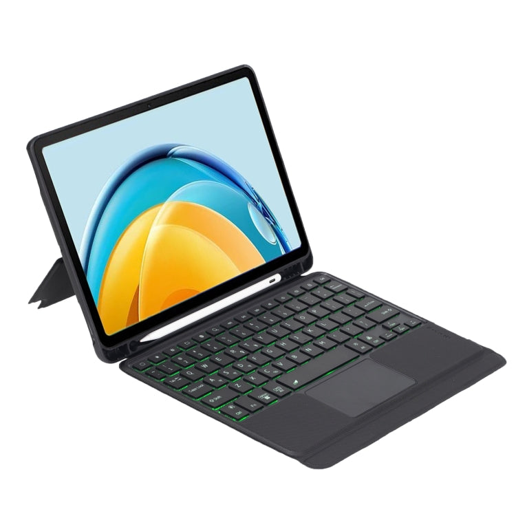 For Matepad SE 10.4 2023 Detachable Backlit Bluetooth Keyboard Leather Case with Touchpad - Black
