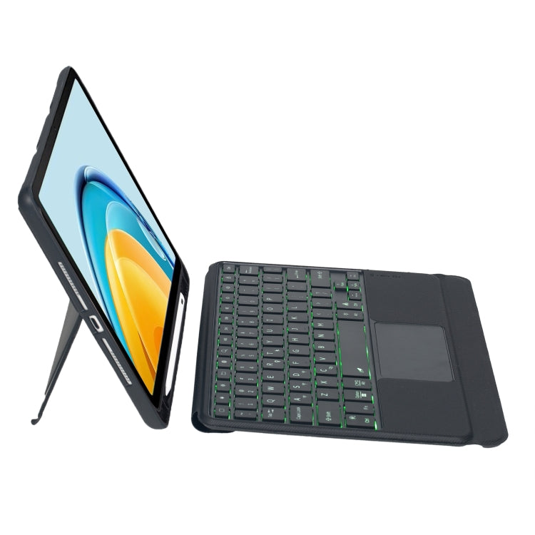 For Matepad SE 10.4 2023 Detachable Backlit Bluetooth Keyboard Leather Case with Touchpad - Black