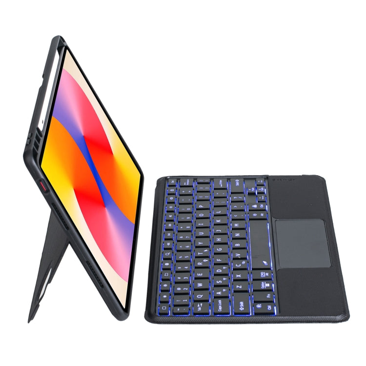 For Huawei MatePad SE 11 2024 Detachable Backlit Bluetooth Keyboard Leather Case with Touchpad - Black