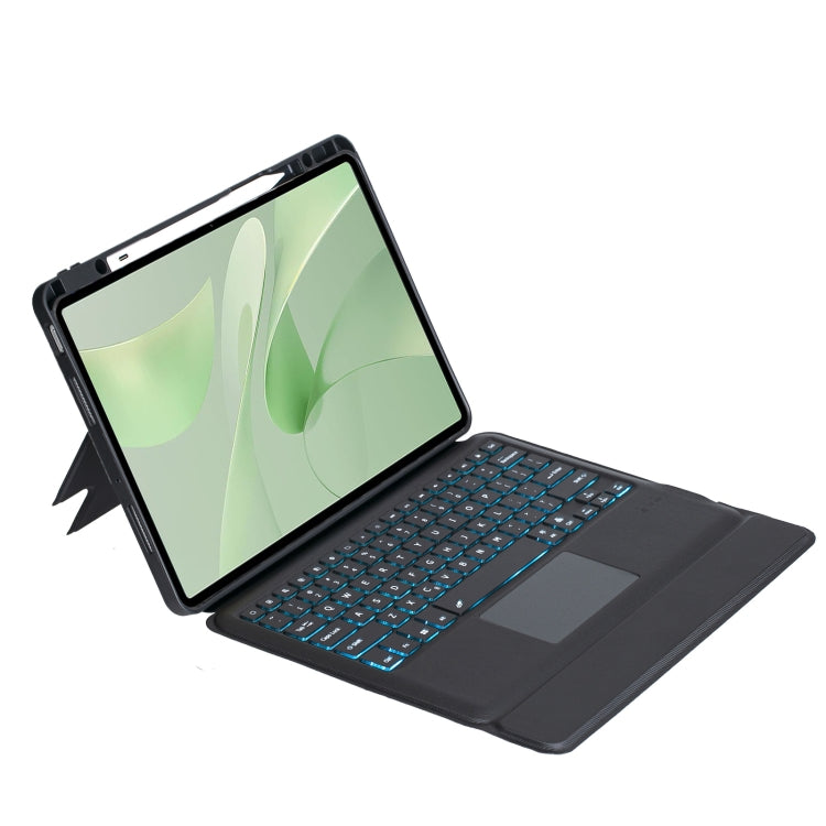 For Huawei MatePad Air 12 2024 Detachable Backlit Bluetooth Keyboard Leather Case with Touchpad - Black