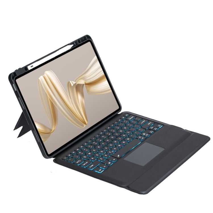 For Huawei MatePad Pro 12.2 2024 Detachable Backlit Bluetooth Keyboard Leather Case with Touchpad - Black