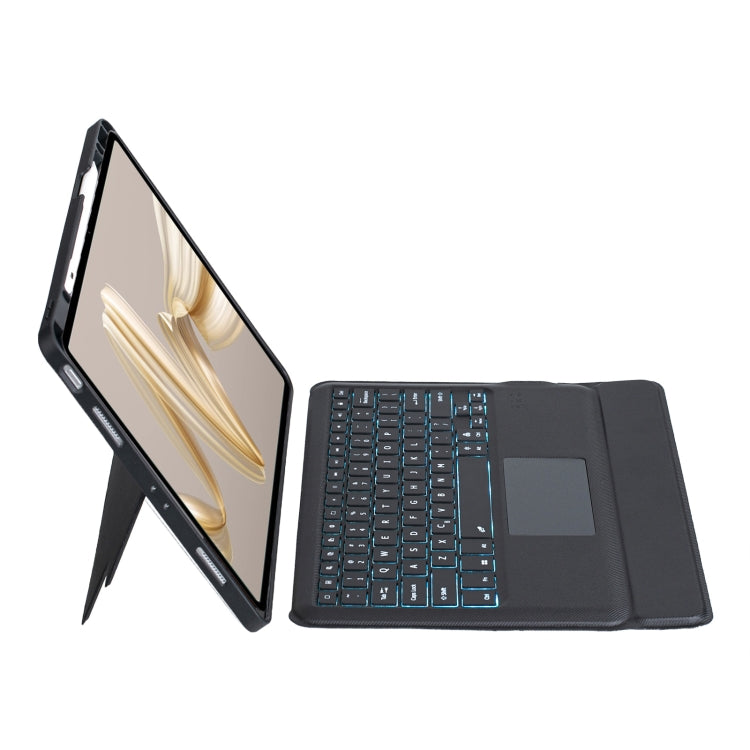 For Huawei MatePad Pro 12.2 2024 Detachable Backlit Bluetooth Keyboard Leather Case with Touchpad - Black