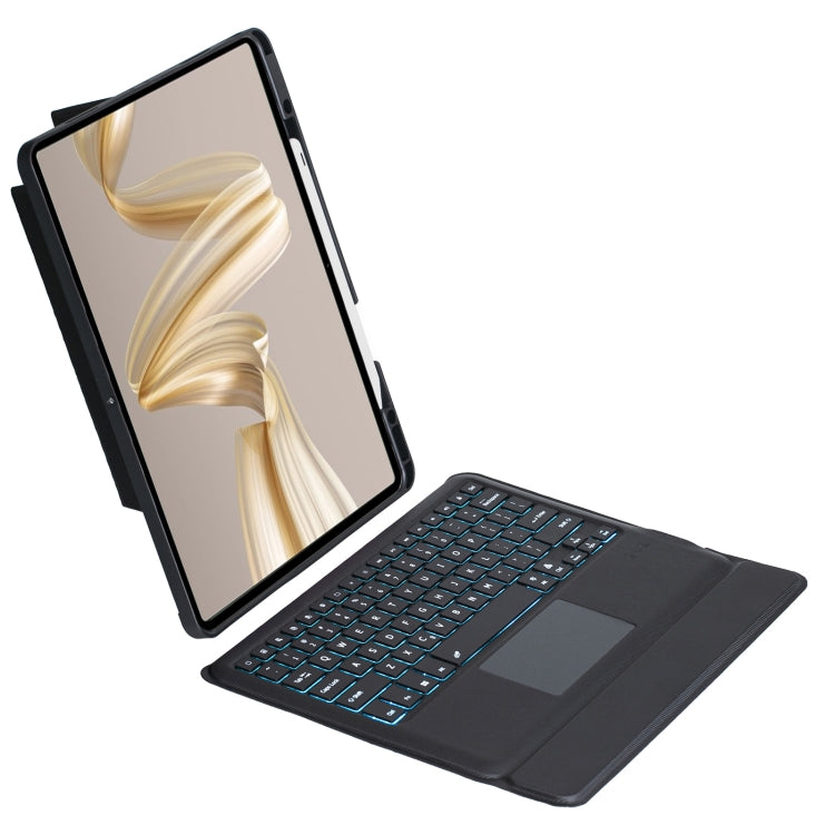 For Huawei MatePad Pro 12.2 2024 Detachable Backlit Bluetooth Keyboard Leather Case with Touchpad - Black