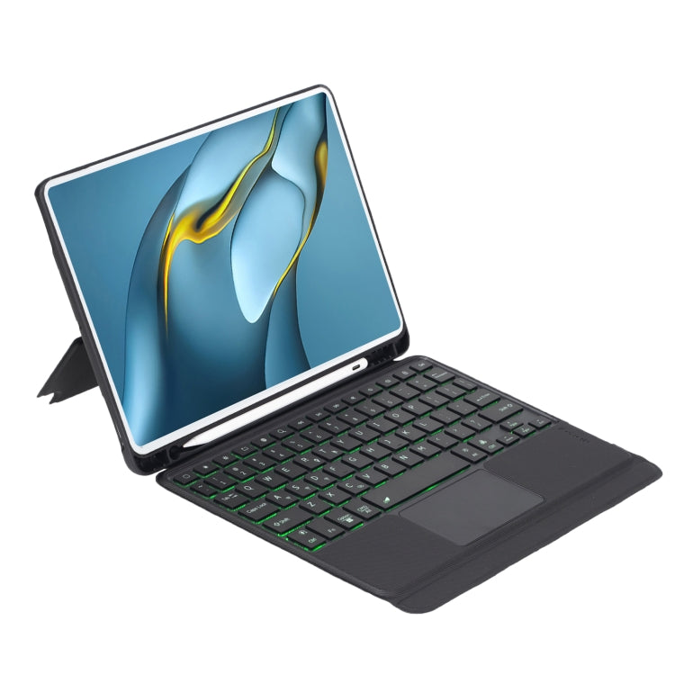 For Huawei MatePad Pro 10.8 2021 / 2019 Detachable Backlit Bluetooth Keyboard Leather Case with Touchpad - Black