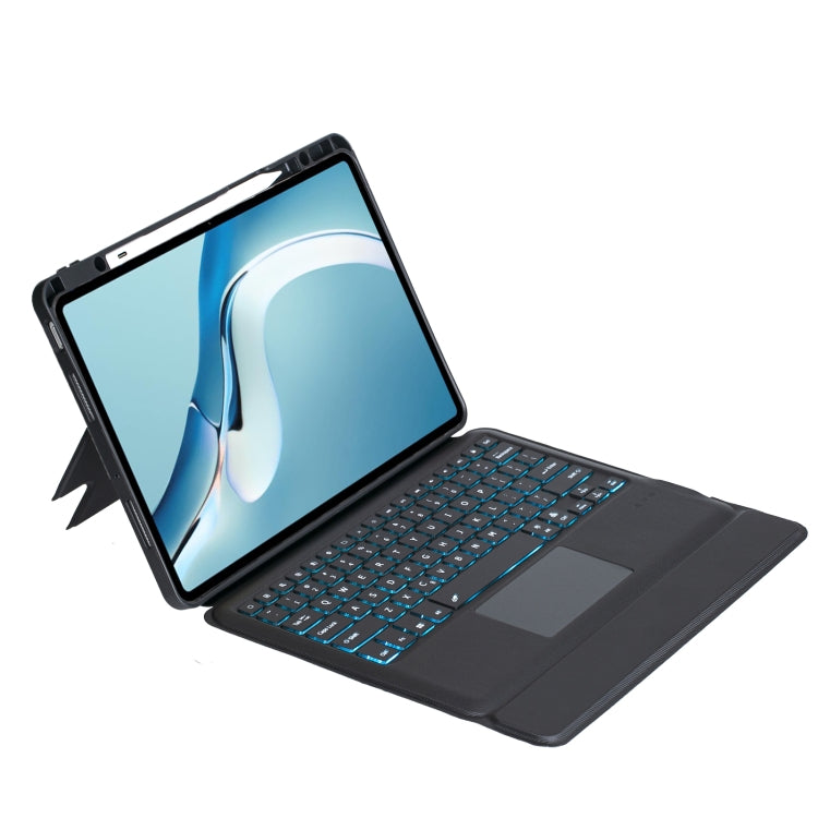 For Huawei MatePad Pro 12.6 2021 Detachable Backlit Bluetooth Keyboard Leather Case with Touchpad - Black