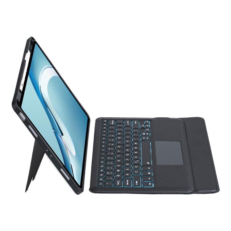 For Huawei MatePad Pro 12.6 2021 Detachable Backlit Bluetooth Keyboard Leather Case with Touchpad - Black