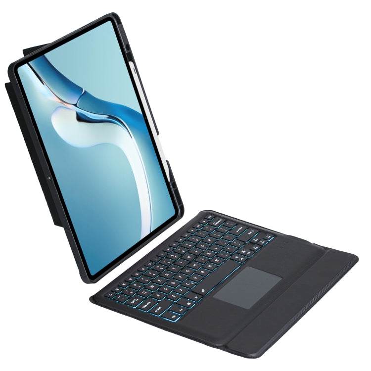 For Huawei MatePad Pro 12.6 2021 Detachable Backlit Bluetooth Keyboard Leather Case with Touchpad - Black