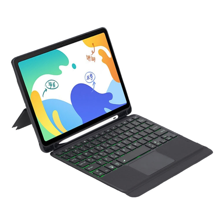 For Huawei MatePad 10.4 Detachable Backlit Bluetooth Keyboard Leather Case with Touchpad - Black