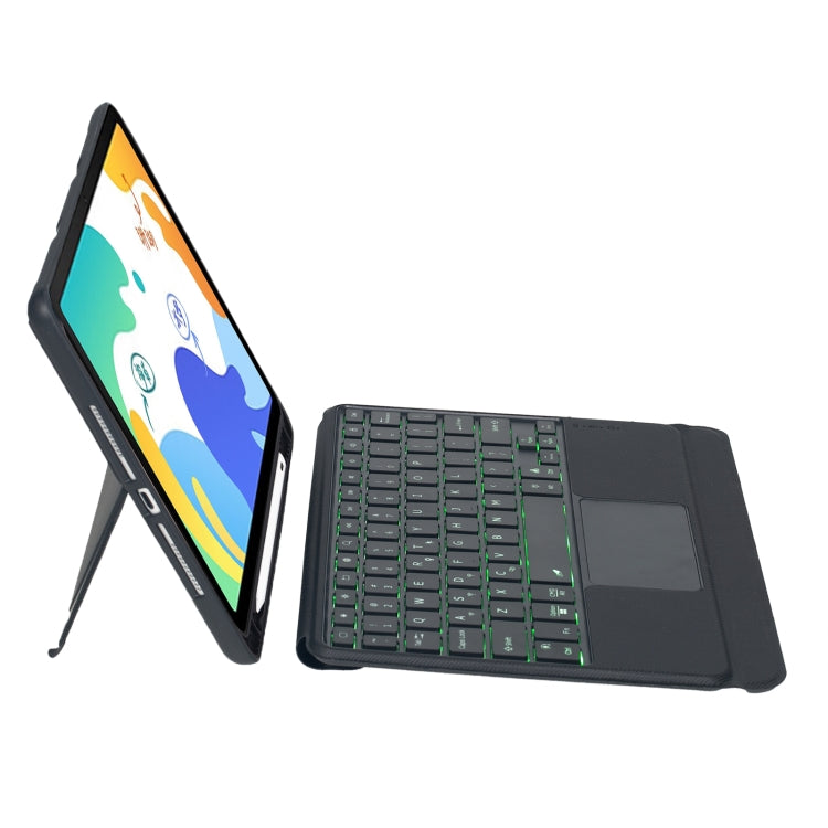 For Huawei MatePad 10.4 Detachable Backlit Bluetooth Keyboard Leather Case with Touchpad - Black