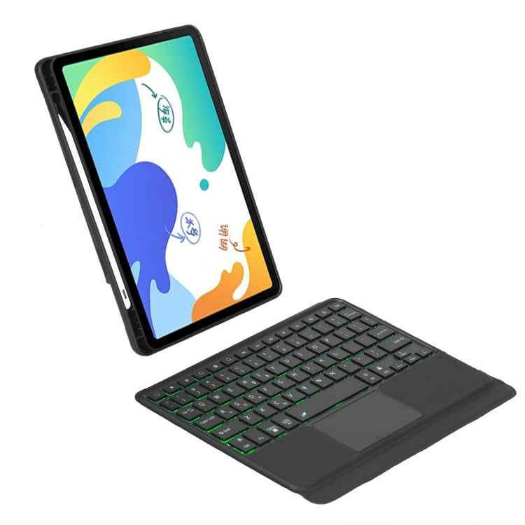 For Huawei MatePad 10.4 Detachable Backlit Bluetooth Keyboard Leather Case with Touchpad - Black