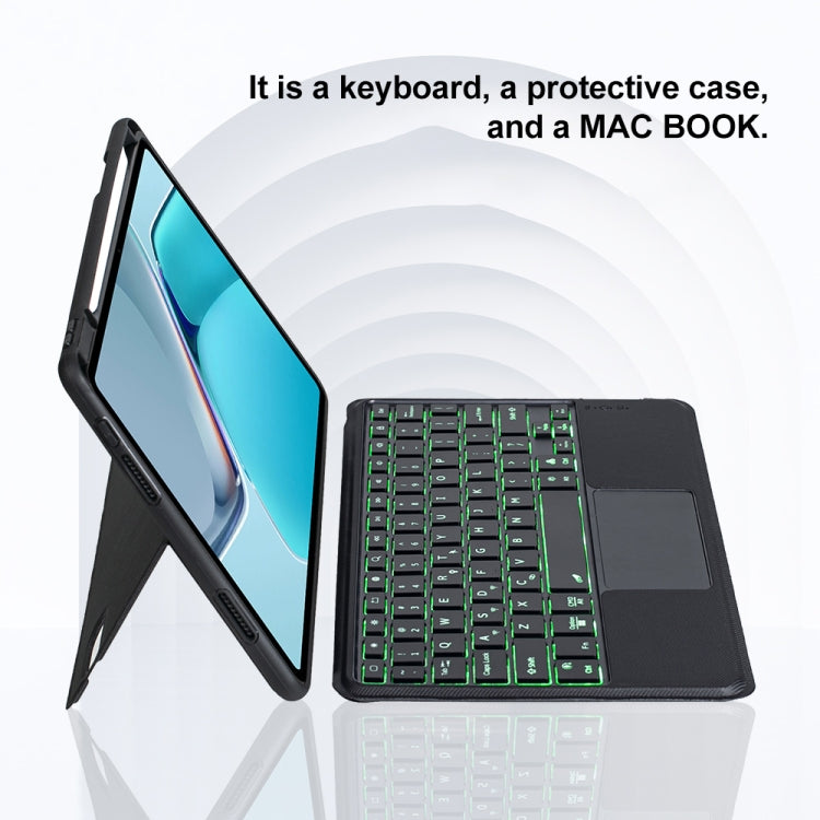 For Huawei MatePad 11 2021 Detachable Backlit Bluetooth Keyboard Leather Case with Touchpad - Black