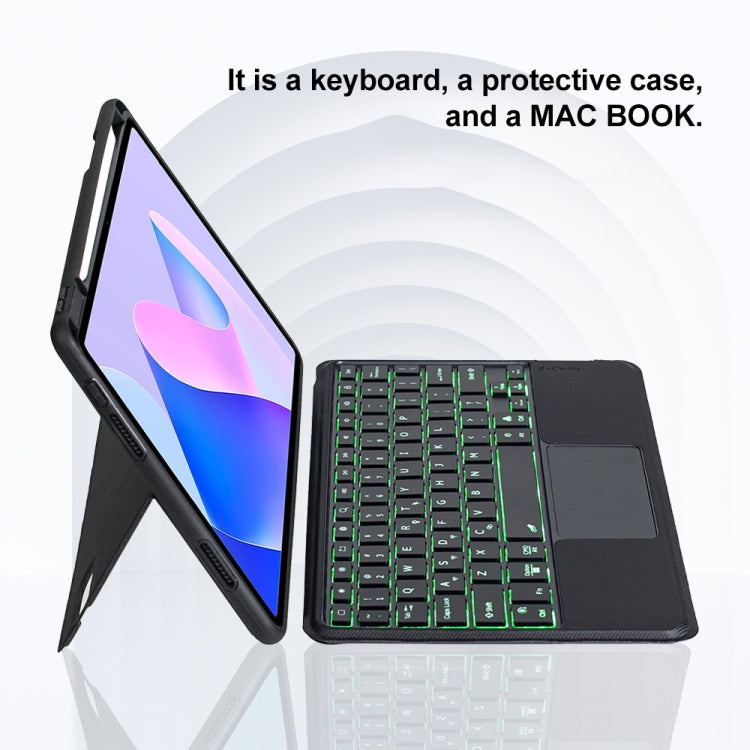 For Huawei MatePad 11 2023 Detachable Backlit Bluetooth Keyboard Leather Case with Touchpad - Black