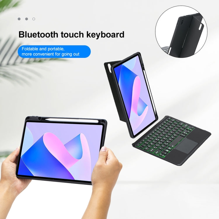 For Huawei MatePad 11 2023 Detachable Backlit Bluetooth Keyboard Leather Case with Touchpad - Black