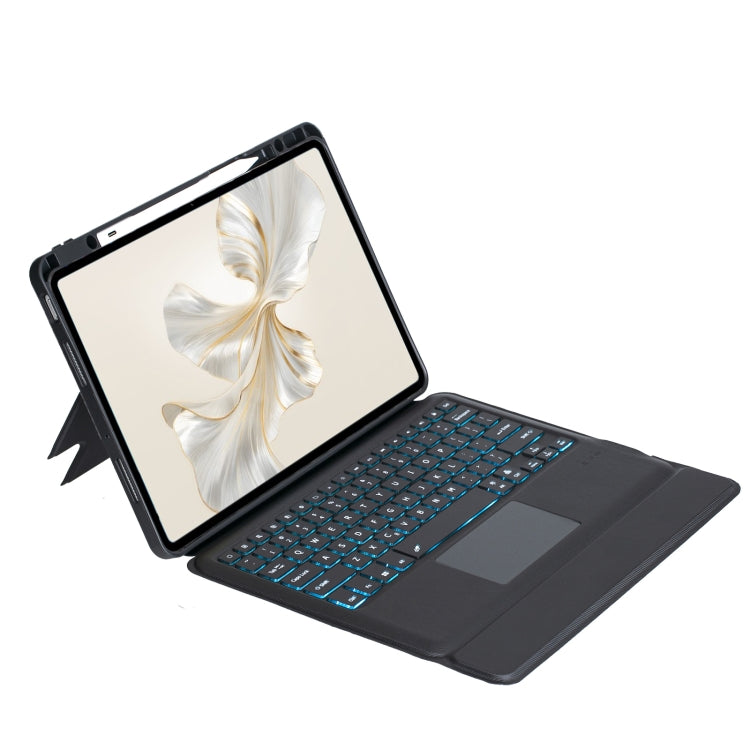 For Honor Pad 9 Pro / Pad V8 Pro Detachable Backlit Bluetooth Keyboard Leather Case with Touchpad - Black