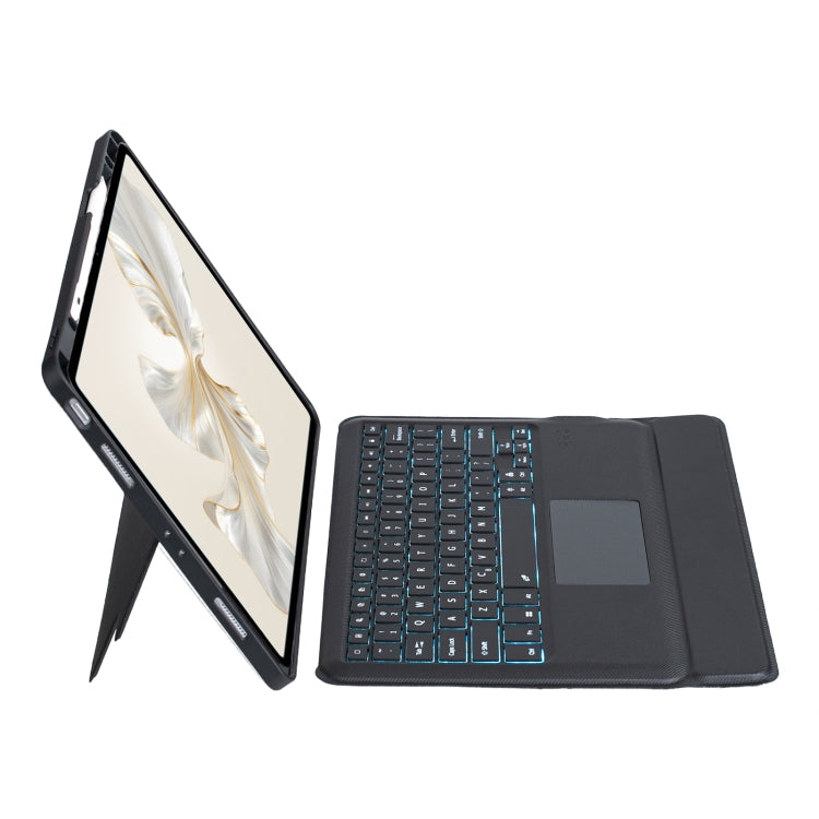 For Honor Pad 9 Pro / Pad V8 Pro Detachable Backlit Bluetooth Keyboard Leather Case with Touchpad - Black