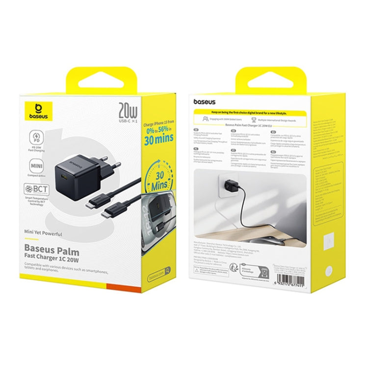 Baseus PD20W USB-C / Type-C Fast Charger With 1m Type-C Cable, Plug Type:EU Plug