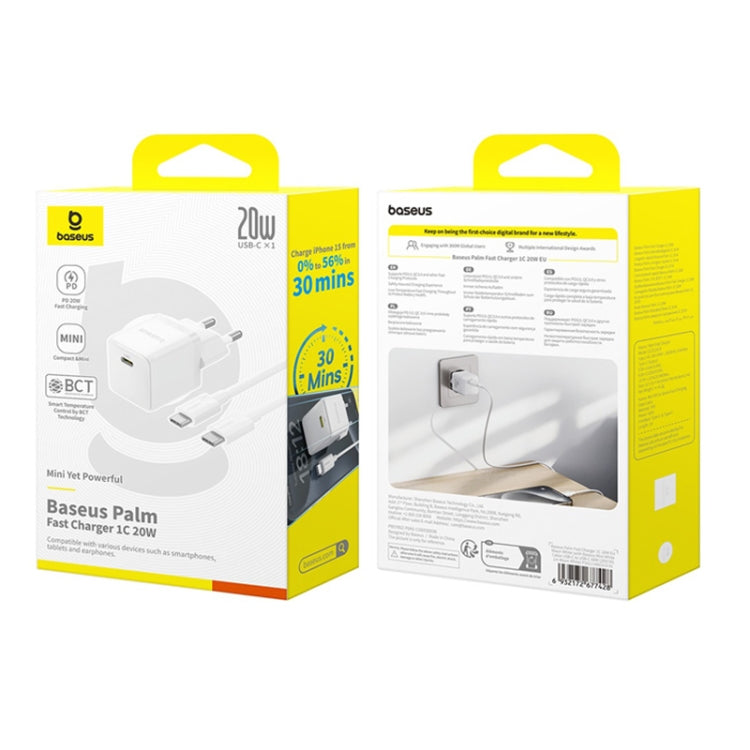 Baseus PD20W USB-C / Type-C Fast Charger With 1m Type-C Cable, Plug Type:EU Plug