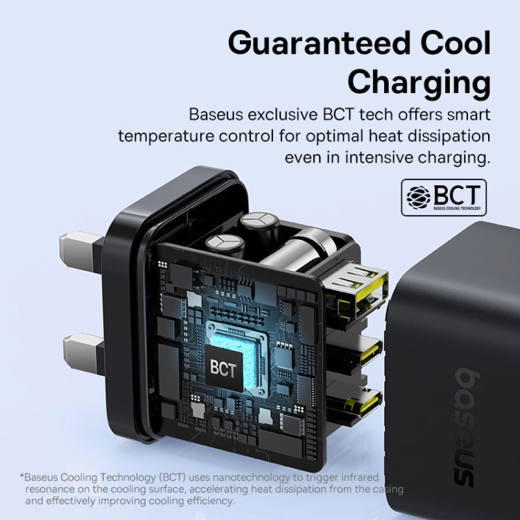 Baseus PD65W USB and 2 USB-C / Type-C Fast Charger With 1m Type-C Cable, Plug Type:UK Plug