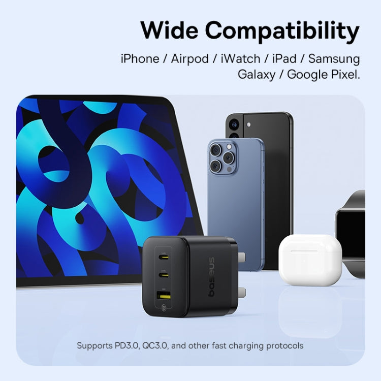 Baseus PD65W USB and 2 USB-C / Type-C Fast Charger With 1m Type-C Cable, Plug Type:UK Plug
