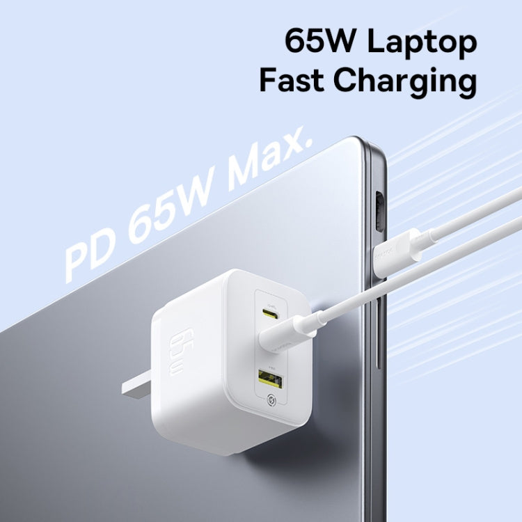 Baseus PD65W USB and 2 USB-C / Type-C Fast Charger With 1m Type-C Cable, Plug Type:UK Plug