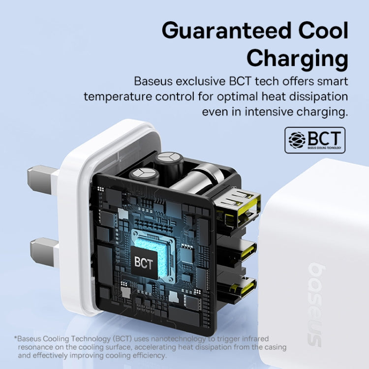 Baseus PD65W USB and 2 USB-C / Type-C Fast Charger With 1m Type-C Cable, Plug Type:UK Plug