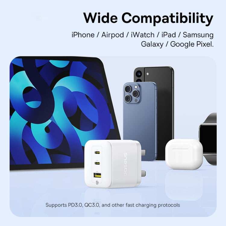 Baseus PD65W USB and 2 USB-C / Type-C Fast Charger With 1m Type-C Cable, Plug Type:UK Plug