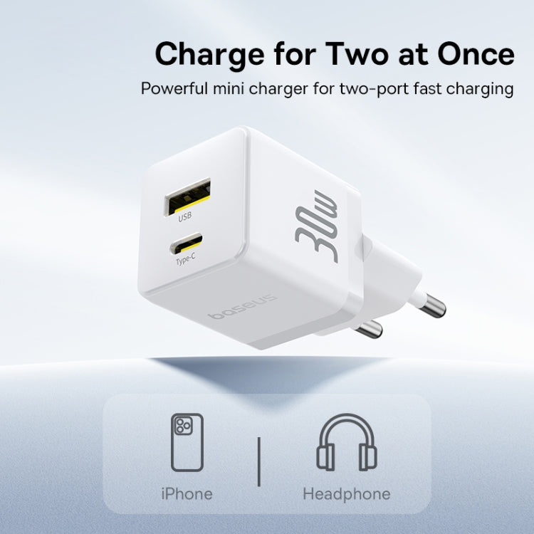 Baseus PD30W USB and USB-C / Type-C Fast Charger With 1m Type-C Cable, Plug Type:EU Plug
