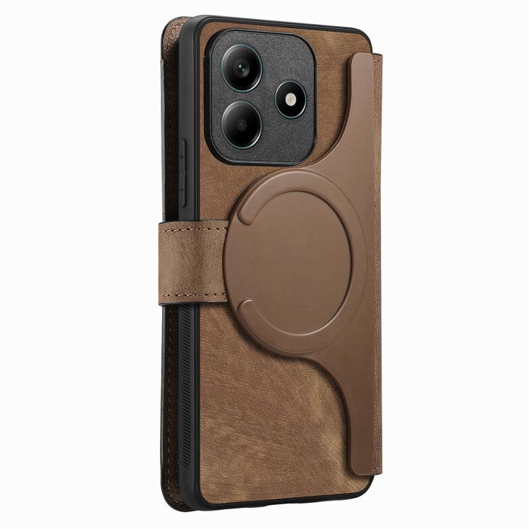 For Redmi Note 14 4G 163.25mm CaseNeo MagSafe RFID Anti-theft Retro Leather Phone Case