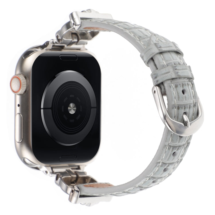 For Apple Watch 46mm / 49mm / 45mm / 44mm Leopard Head Bamboo Texture Leather Watch Band