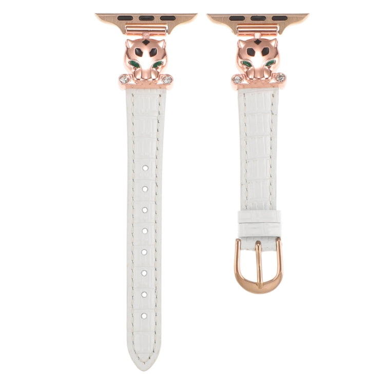 For Apple Watch 46mm / 49mm / 45mm / 44mm Leopard Head Bamboo Texture Leather Watch Band