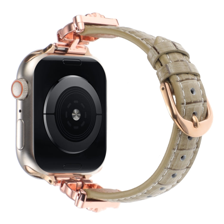 For Apple Watch 46mm / 49mm / 45mm / 44mm Leopard Head Bamboo Texture Leather Watch Band