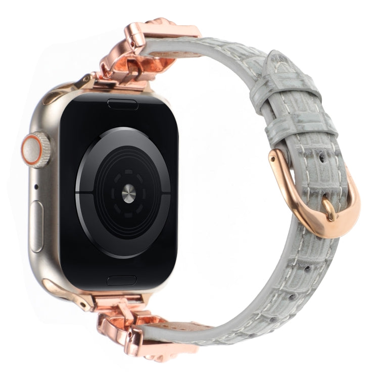 For Apple Watch 42mm / 41mm / 40mm / 38mm Leopard Head Bamboo Texture Leather Watch Band