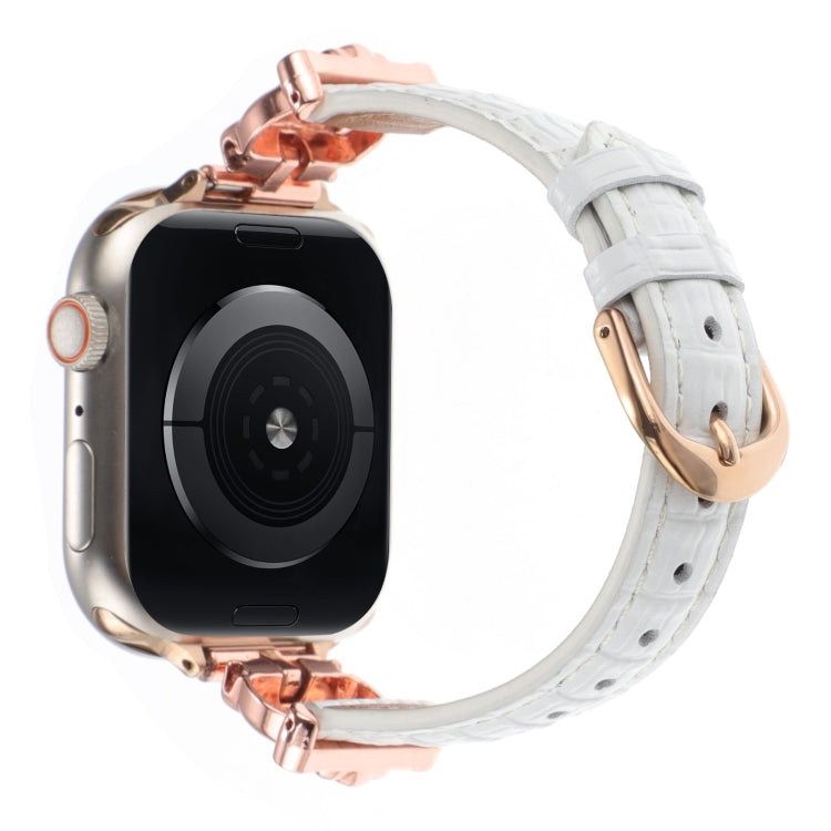 For Apple Watch 42mm / 41mm / 40mm / 38mm Leopard Head Bamboo Texture Leather Watch Band