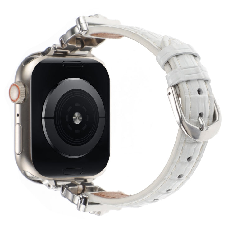 For Apple Watch 42mm / 41mm / 40mm / 38mm Leopard Head Bamboo Texture Leather Watch Band
