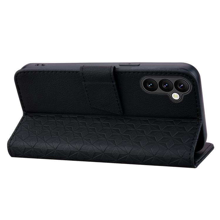 For Samsung Galaxy A57 5G Diamond Buckle Leather Phone Case with Lanyard