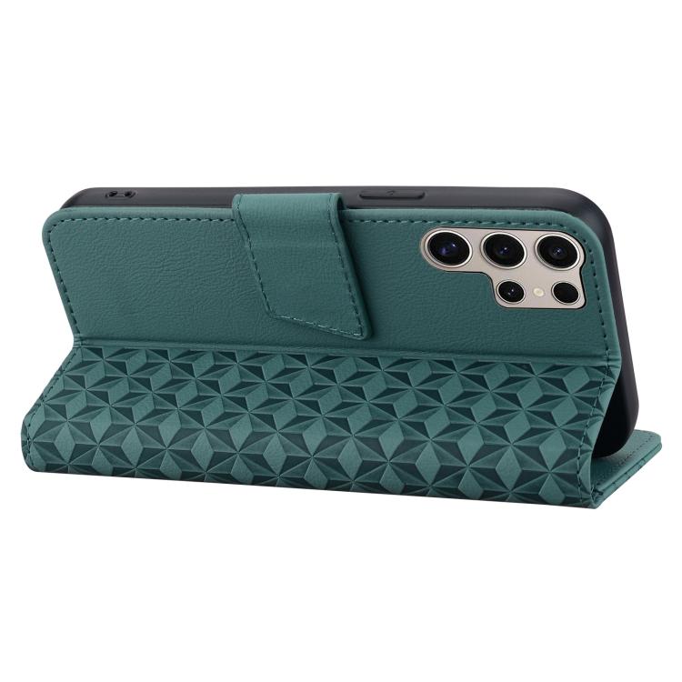 For Samsung Galaxy S25 Ultra 5G Diamond Buckle Leather Phone Case with Lanyard