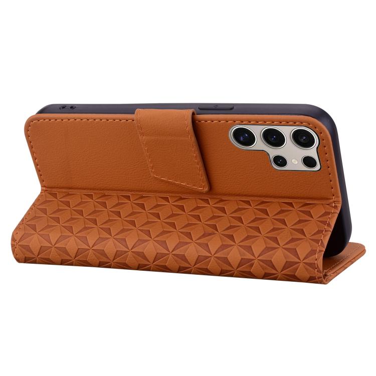 For Samsung Galaxy S25 Ultra 5G Diamond Buckle Leather Phone Case with Lanyard