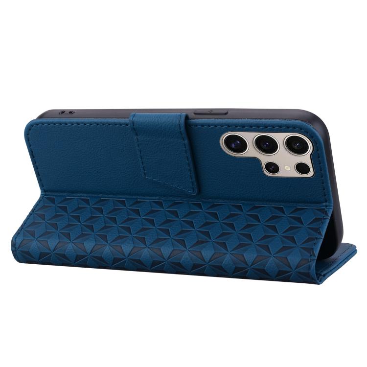 For Samsung Galaxy S25 Ultra 5G Diamond Buckle Leather Phone Case with Lanyard