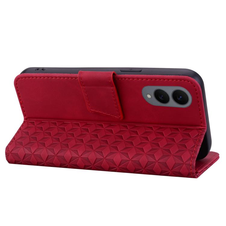 For Samsung Galaxy S25 Edge 5G Diamond Buckle Leather Phone Case with Lanyard