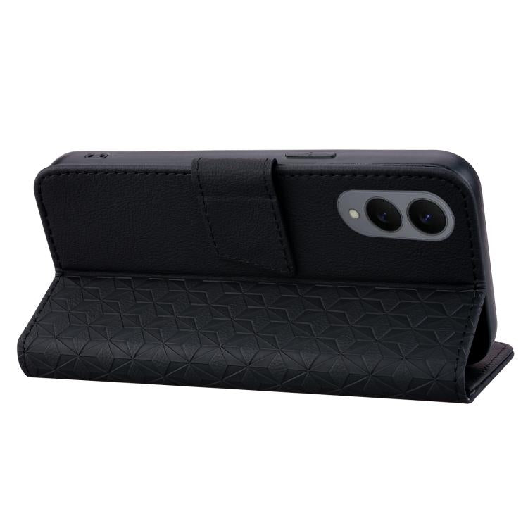 For Samsung Galaxy S25 Edge 5G Diamond Buckle Leather Phone Case with Lanyard