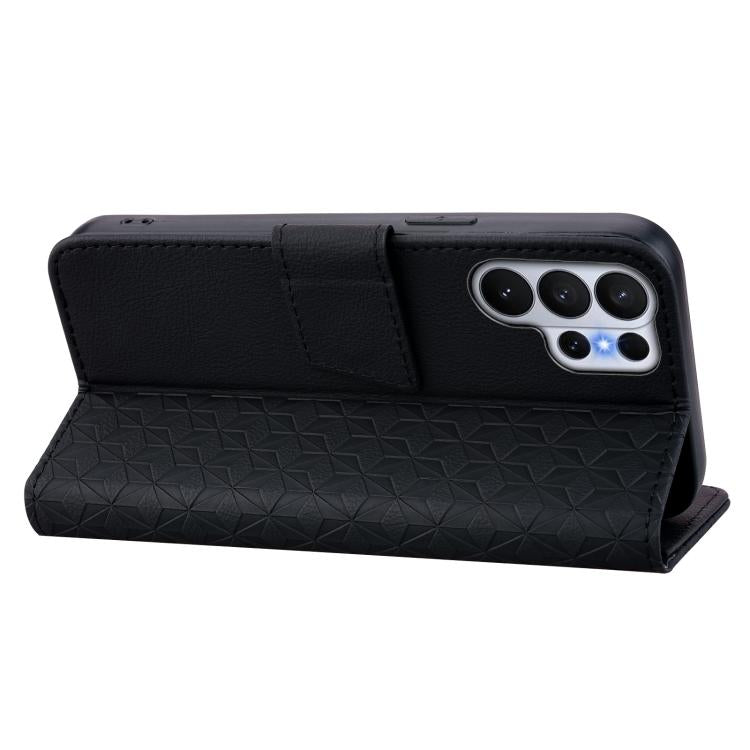 For Samsung Galaxy S26 Ultra 5G Diamond Buckle Leather Phone Case with Lanyard