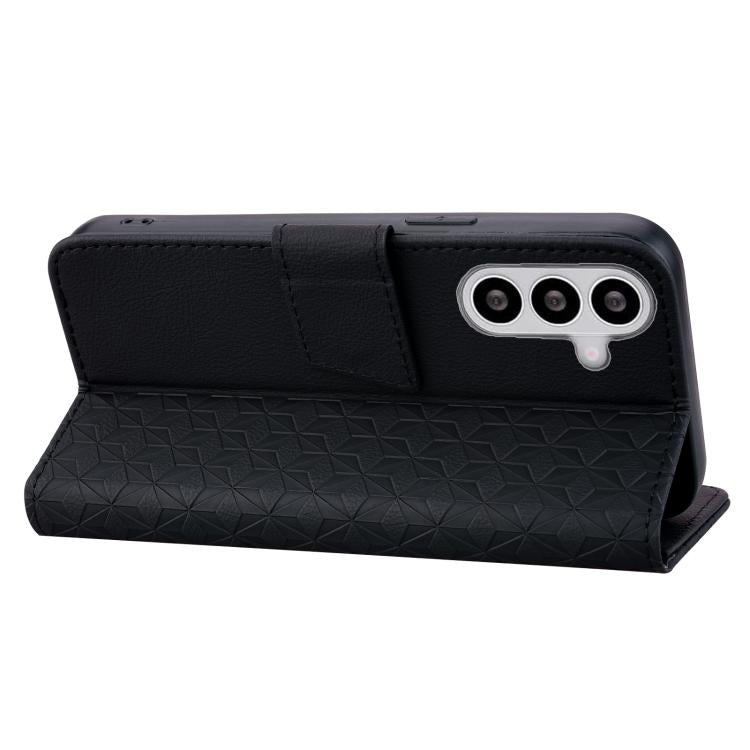 For Samsung Galaxy S26+ 5G Diamond Buckle Leather Phone Case with Lanyard