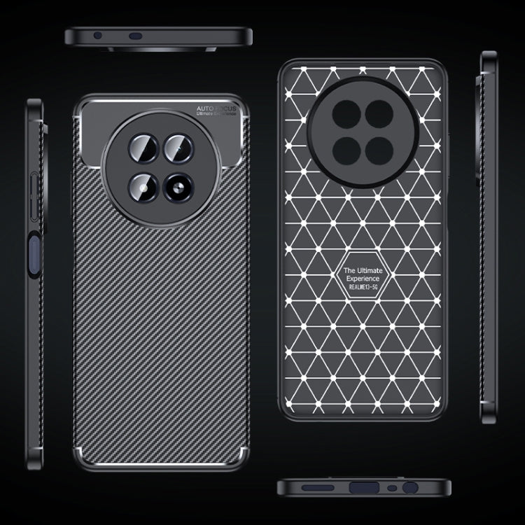For Realme 13 5G Global Carbon Fiber Texture Shockproof TPU Phone Case - Black