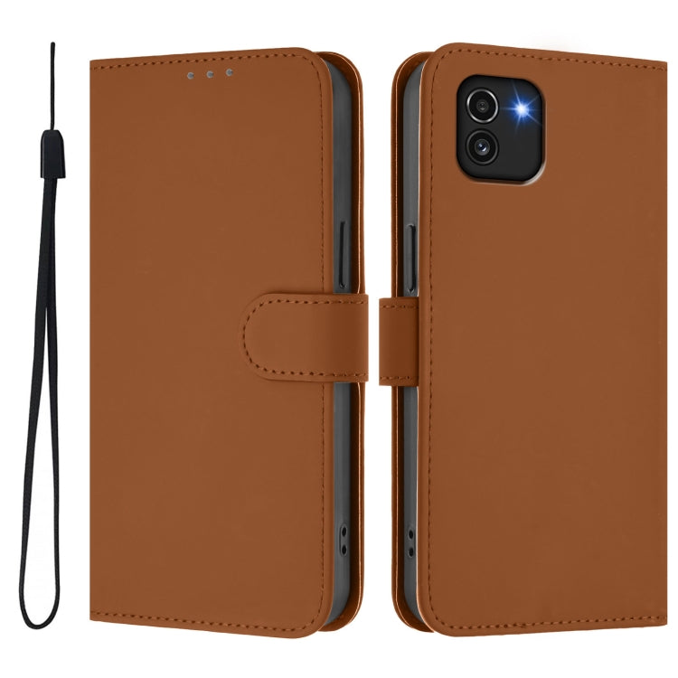 For Samsung Galaxy A03 164mm Skin Feel Solid Color Leather Phone Case with Lanyard