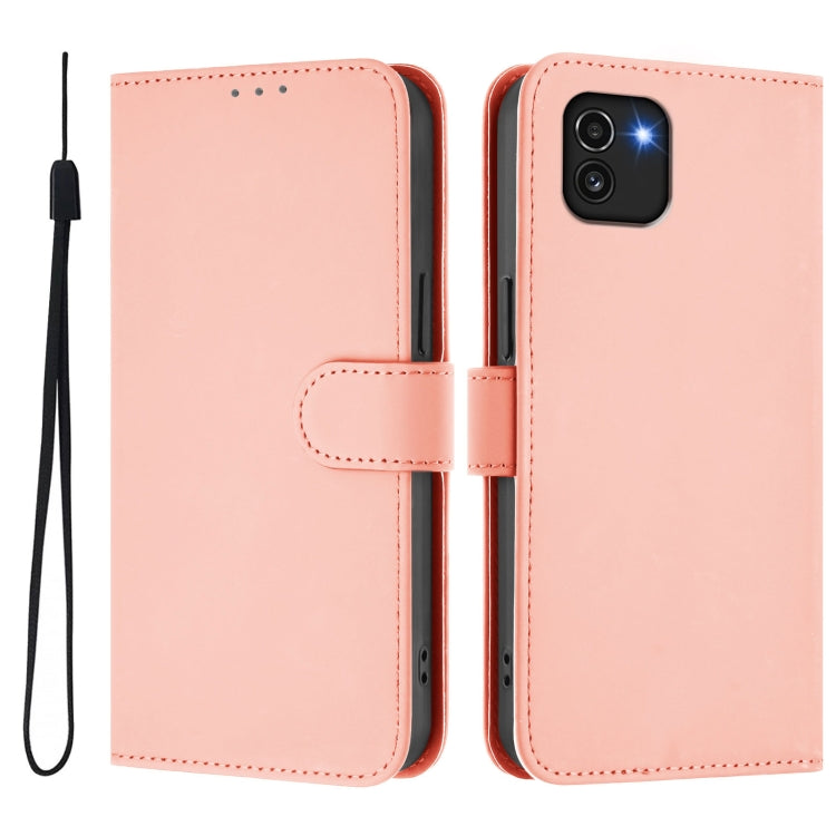 For Samsung Galaxy A03 164mm Skin Feel Solid Color Leather Phone Case with Lanyard